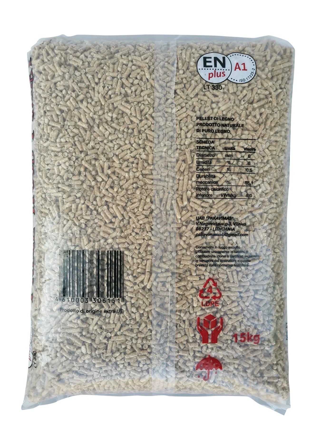 Pellet ENplus A1 ; abete/pino