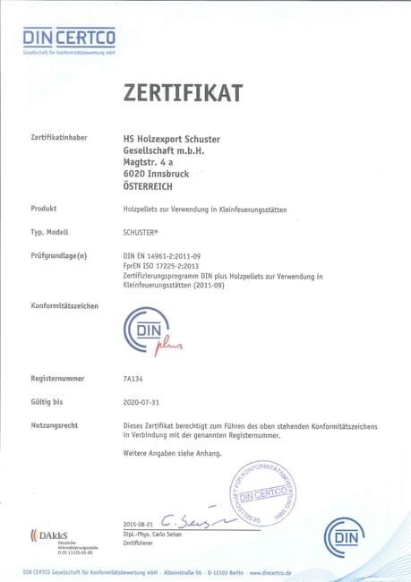 Pellet Schuster ENplus A1 66 sacchi da 990 kg in abete